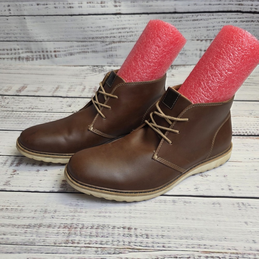 ALDO Laird Size 9.5 Brown Leather Soft Toe Men's Chukka Boots White Soles UK 8.5